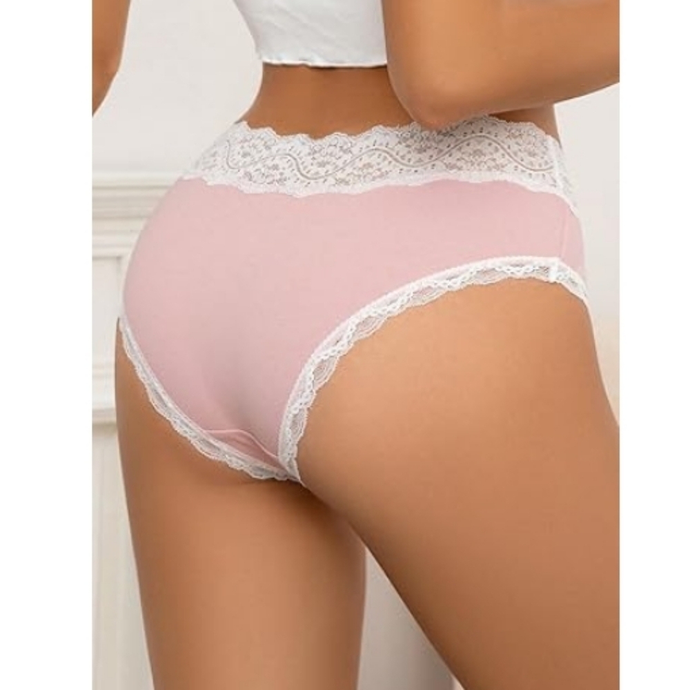 💋Sexy Low Rise Bow Sexy Lace Panties Colorblock Cheeky Underwear Pink & White
